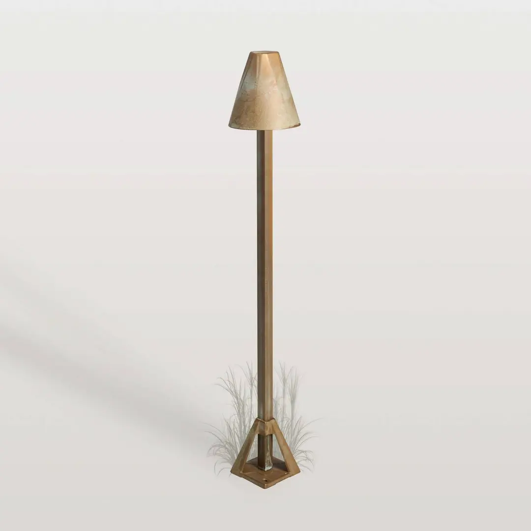 Moretti Luce LED-Sockelleuchte Silva Disk, Höhe 50 cm, messing antik