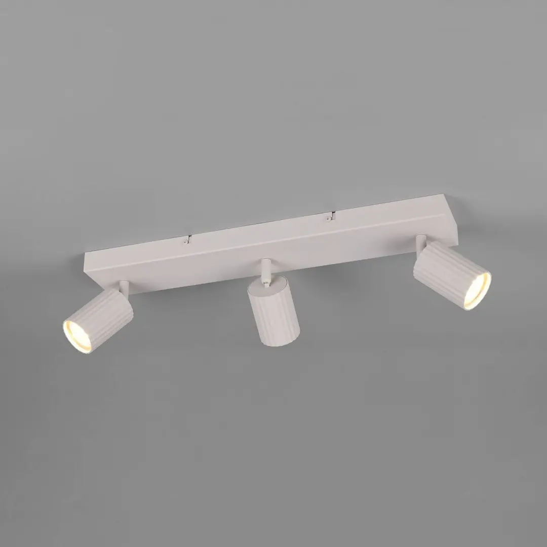 Trio Lighting Deckenstrahler Soka, hellgrau, Länge 50 cm, Metall, 3-flg.