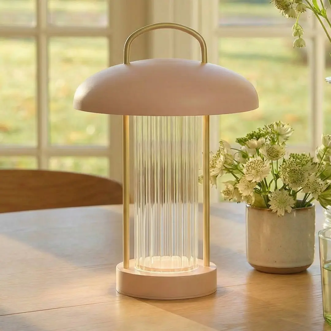 Nordlux LED-Akku-Tischleuchte Mirano, staubrosa, Höhe 29 cm, Metall