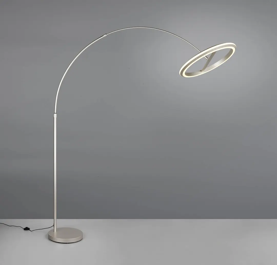 Trio Lighting LED-Bogen-Stehlampe Amador, nickelfarben, Höhe 205 cm Metall