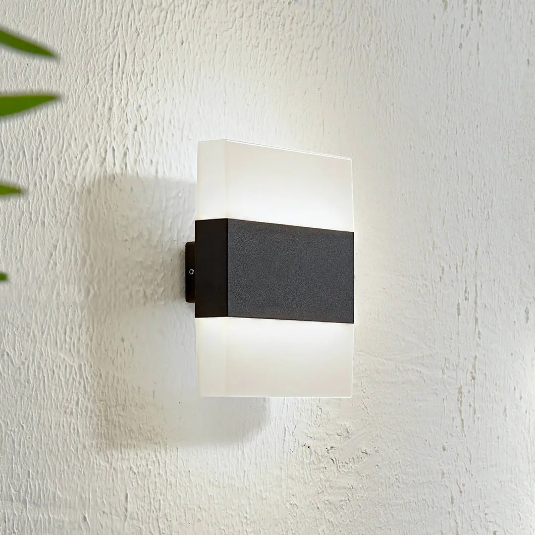 Lindby LED-Außenwandleuchte Branor, Alu, anthrazit, IP54