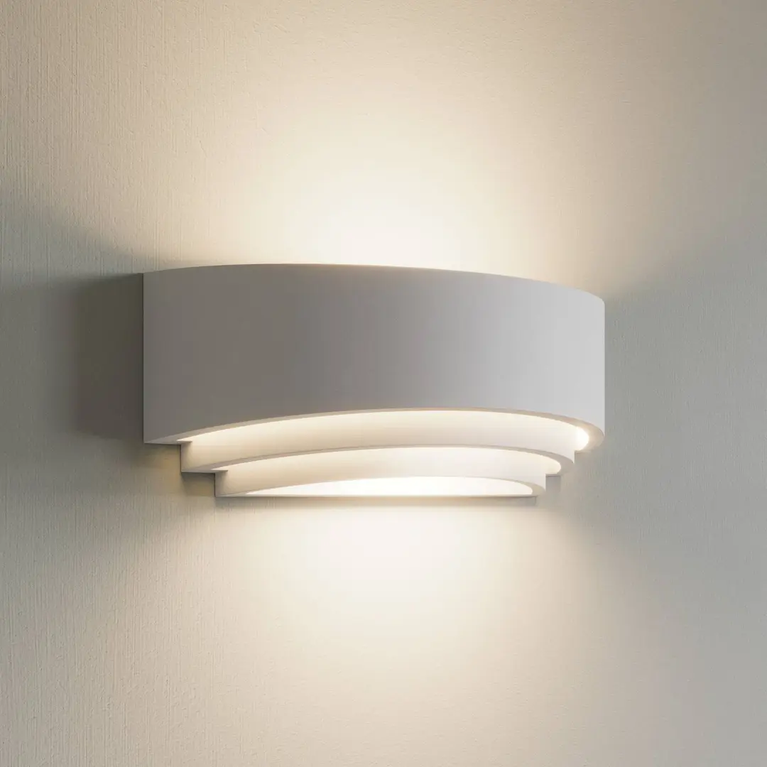 Lindby Wandlampe Lucien, weiß, Gips, bemalbar, up/down, E14