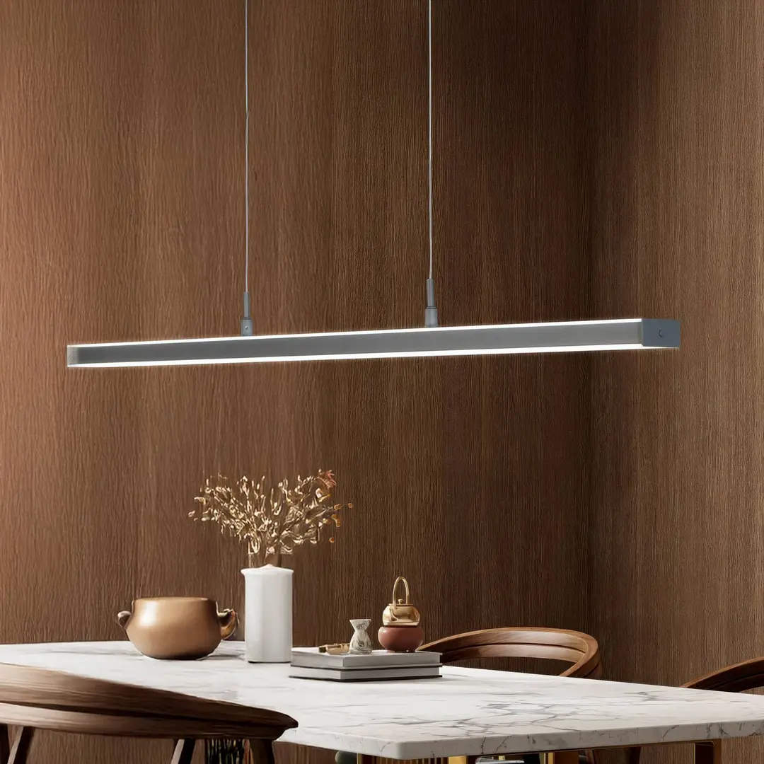 FISCHER & HONSEL LED-Hängelampe Valeno, grau, Länge 115 cm, CCT, Touchdimmer