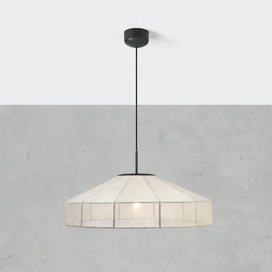 Markslöjd Hängelampe Alia, beigefarben/schwarz, Ø 57 cm, Stoff/Metall