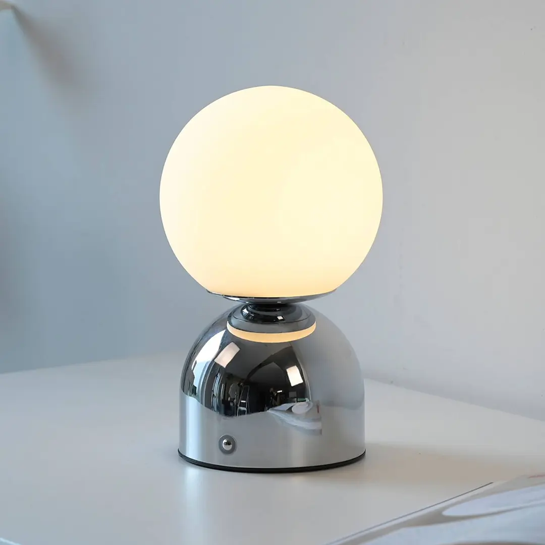 Schöner Wohnen LED-Akku-Tischleuchte RUDI, chrom, Höhe 20 cm, CCT, Touchdim