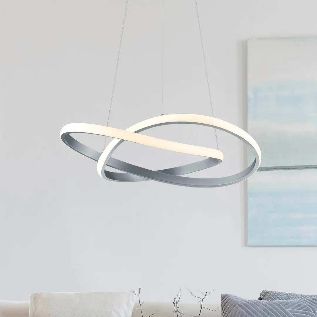 Reality Leuchten LED-Hängelampe Course, nickel matt, 3.000 K, Ø 60 cm, Metall