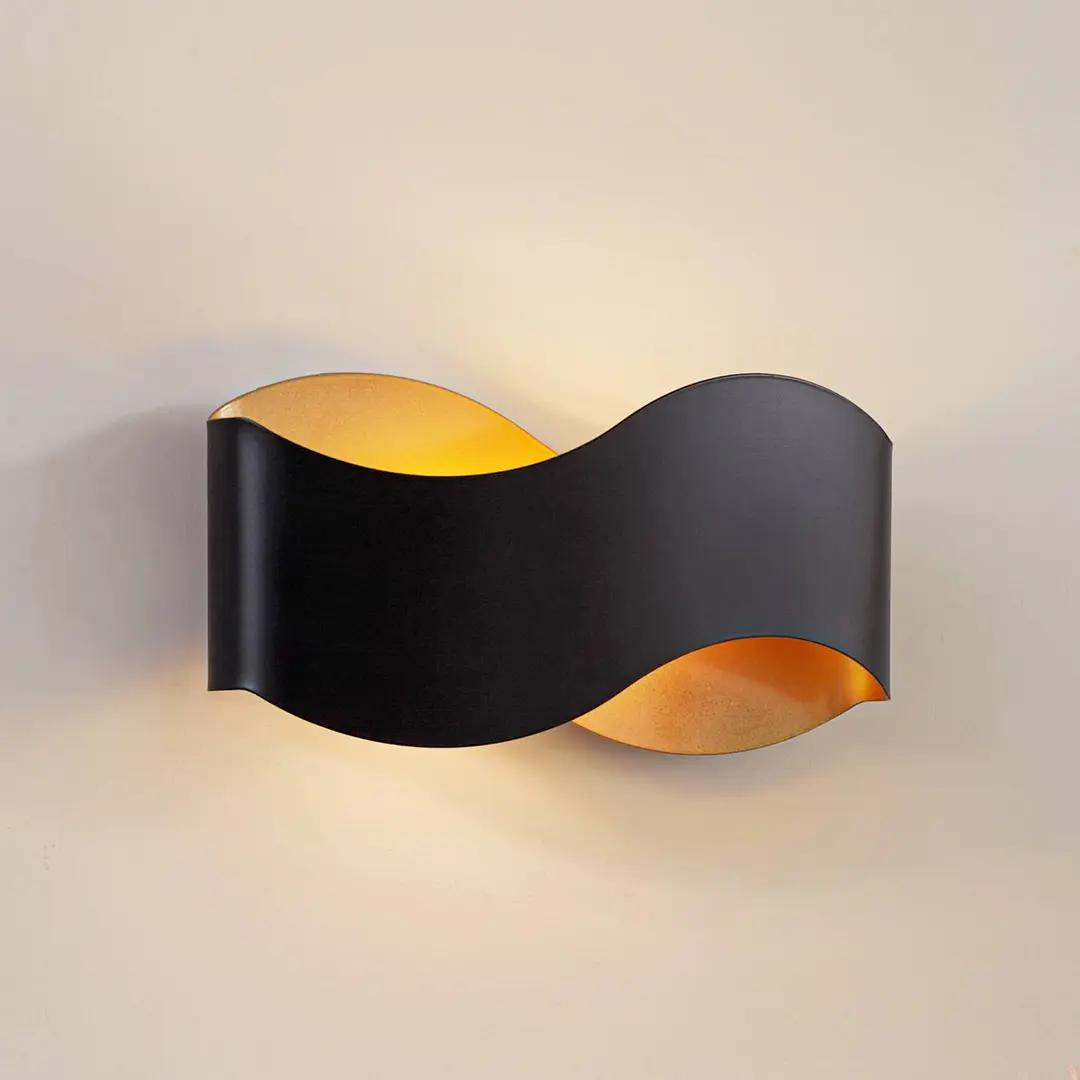 Lindby Wandleuchte Dailin, schwarz/gold, 30 cm, Metall