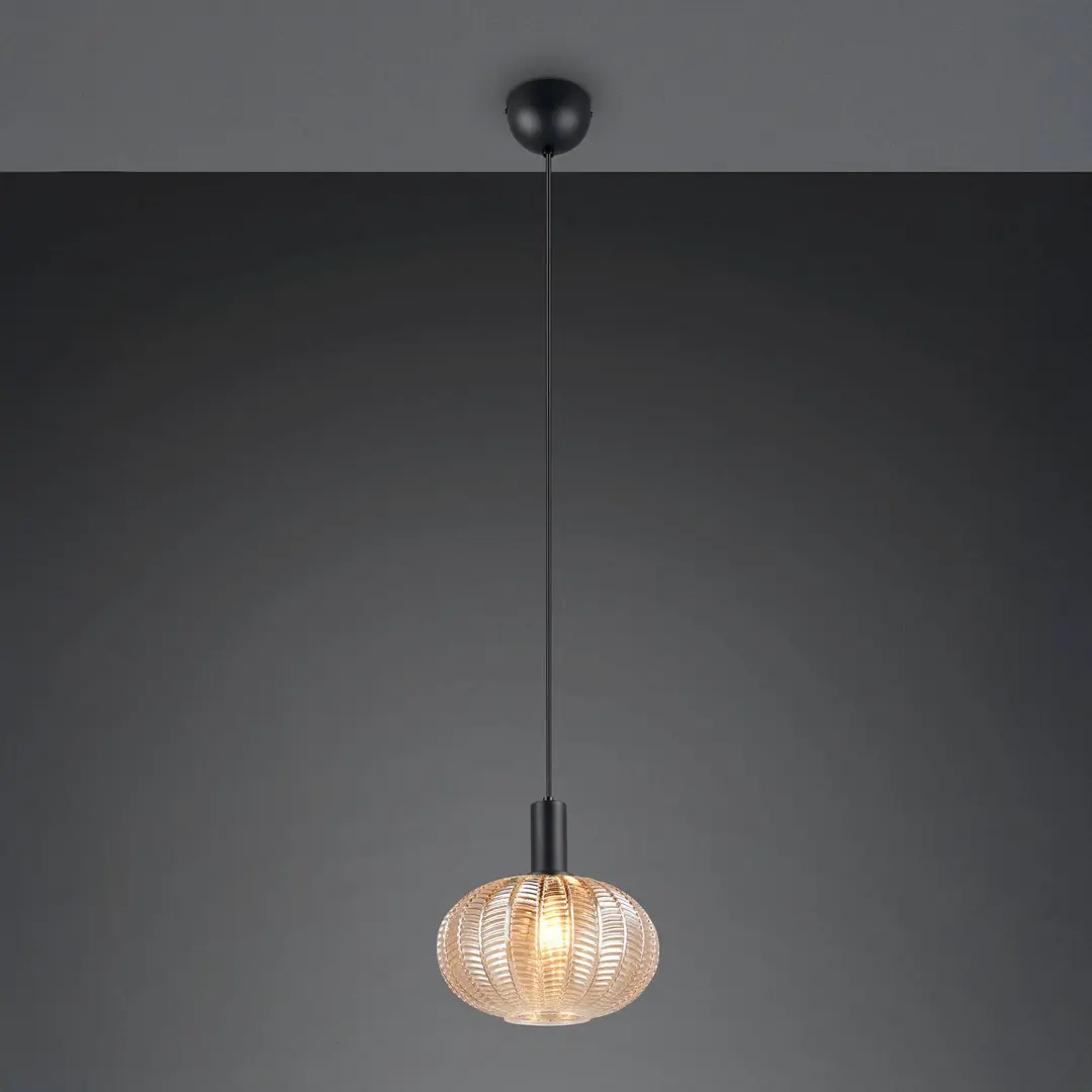 Reality Leuchten Hängeleuchte Elvezia, amber, Ø 26 cm, Glas, E27
