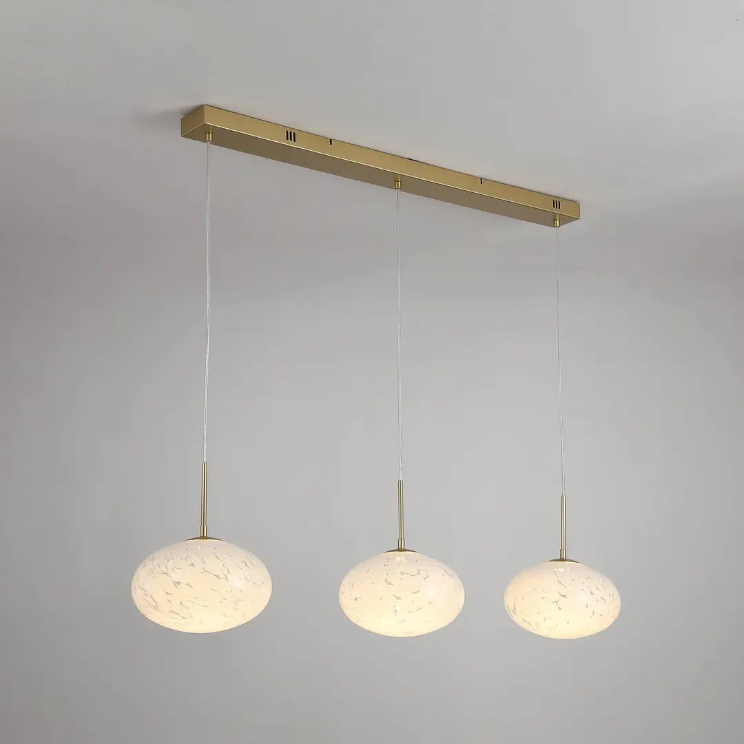 Searchlight LED-Pendellampe Confetti, Länge 115 cm goldfarben/weiß, Glas