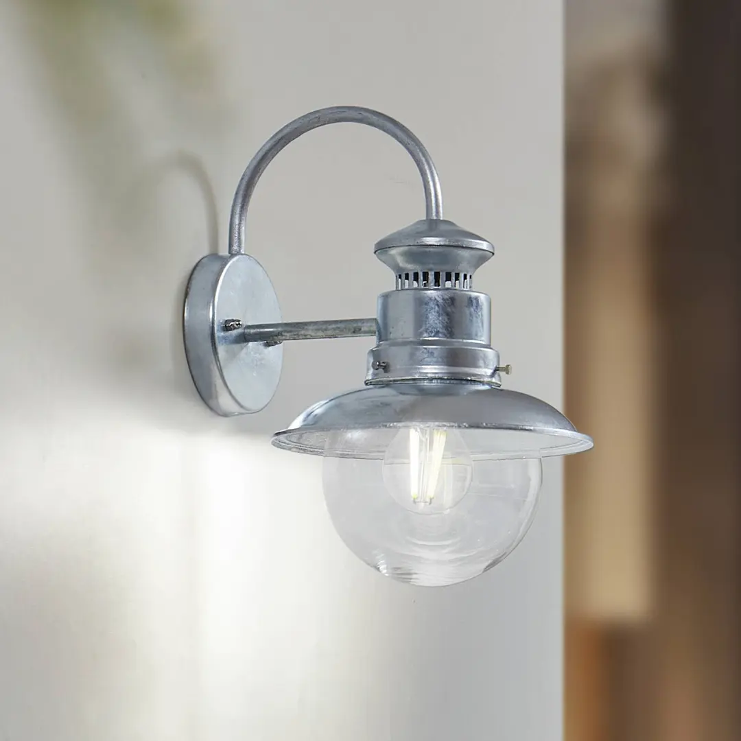 Lindby Außenwandleuchte Celinor, silber, Stahl, E27