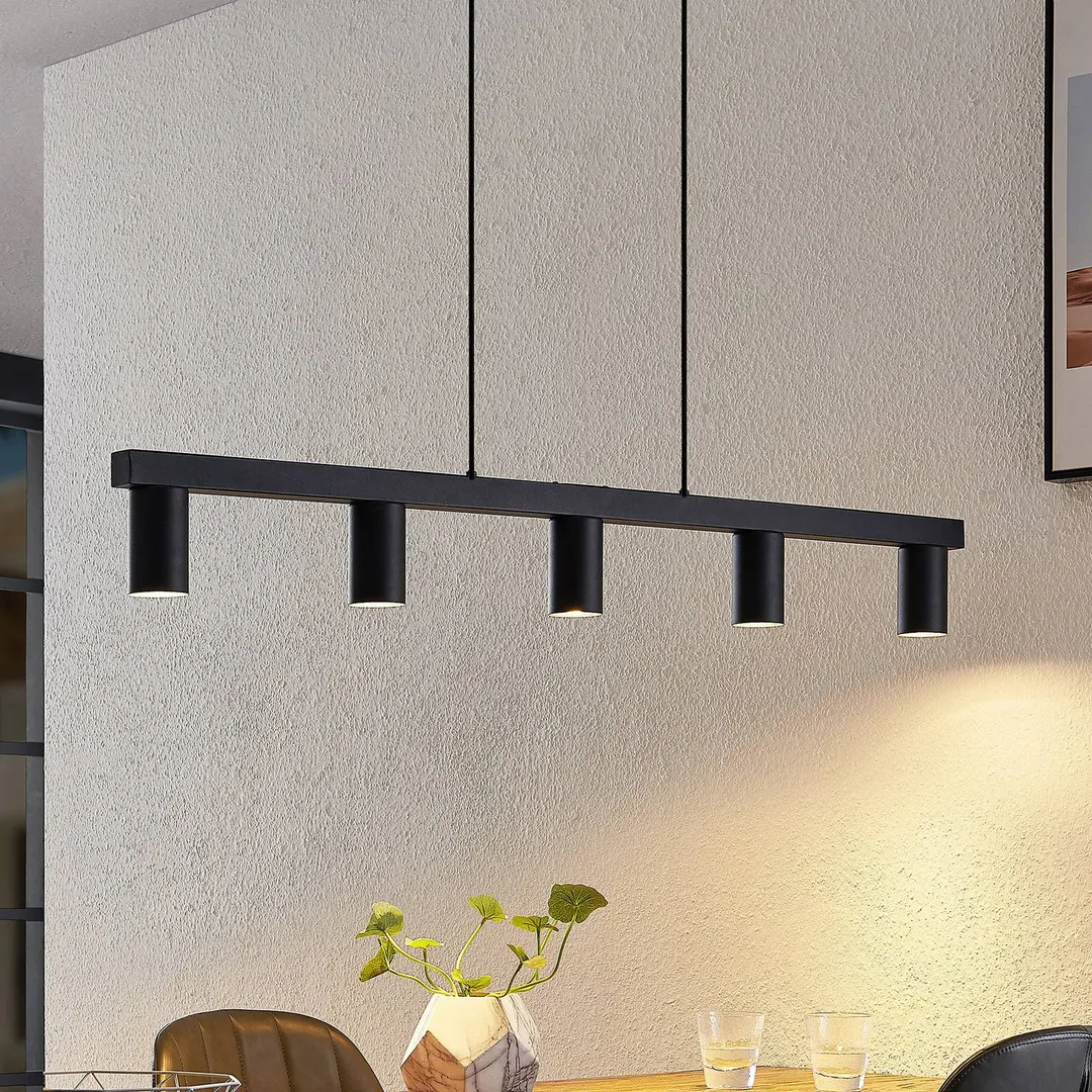 Lindby Hängelampe Baliko, schwarz, 116 cm, 5-flammig, GU10