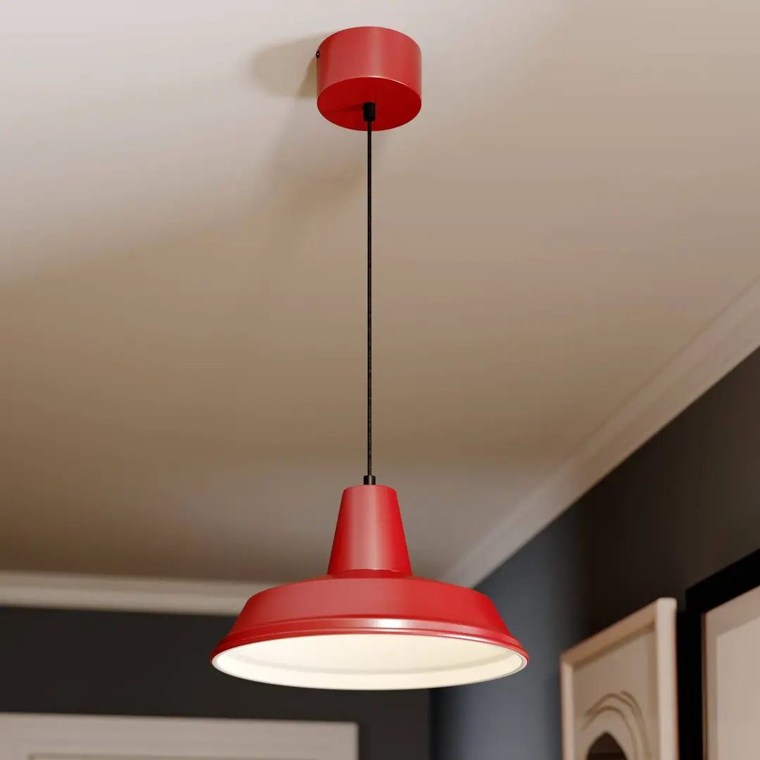 Luminex Hängeleuchte CLASS, rot/weiß, Ø 36 cm, Metall
