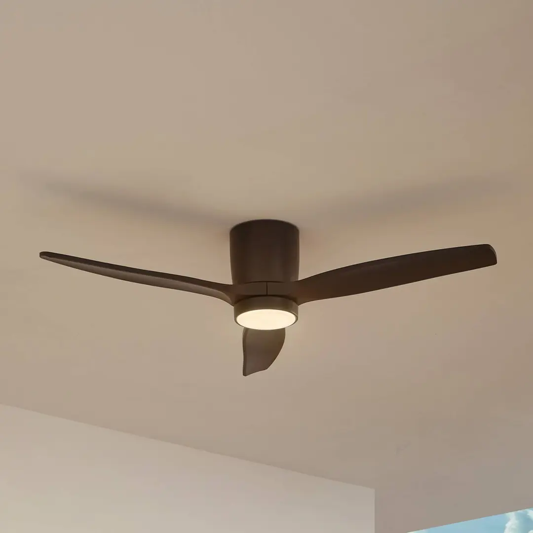 Lucande LED-Deckenventilator Sorin, schwarz, DC, leise, IP44
