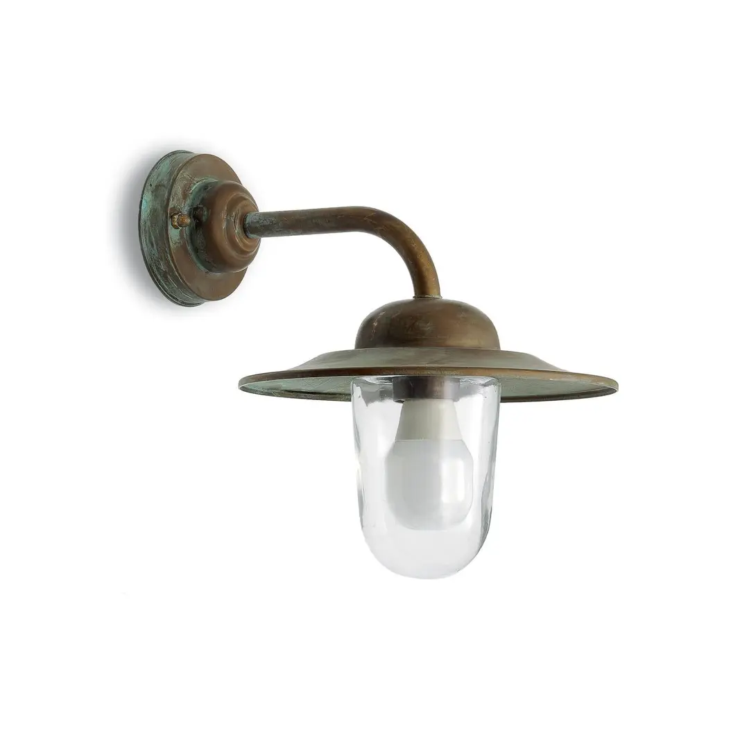 Moretti Luce Außenwandlampe Casale, Messing, Glas, IP44, Ausladung 30 cm