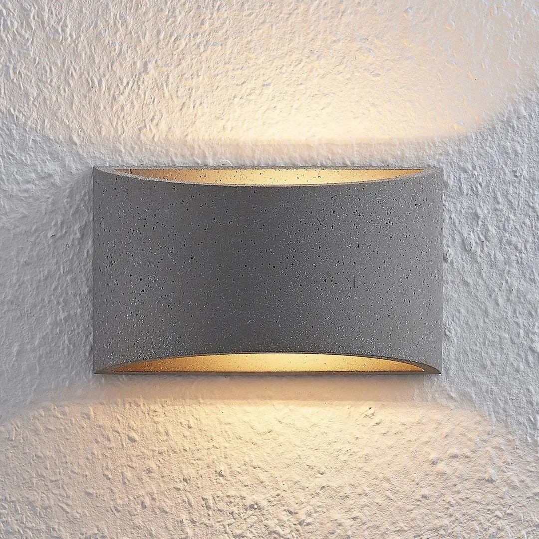 Lindby Wandleuchte Edvin, grau, Beton, 20 cm, up/down, G9