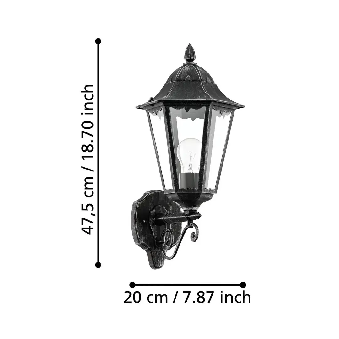 EGLO Außenwandlampe Navedo, schwarz/silber, Höhe 47 cm, aufwärts