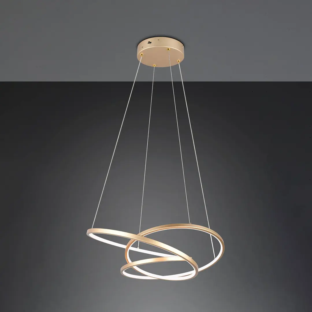 Trio Lighting LED-Hängeleuchte Darvin Länge 64 cm, goldfarben, Metall, CCT