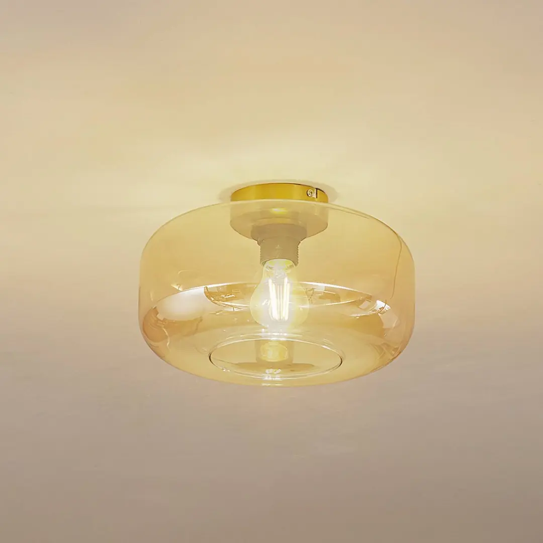 Lindby Deckenleuchte Hildur, Ø 28,5 cm, amber, Glas