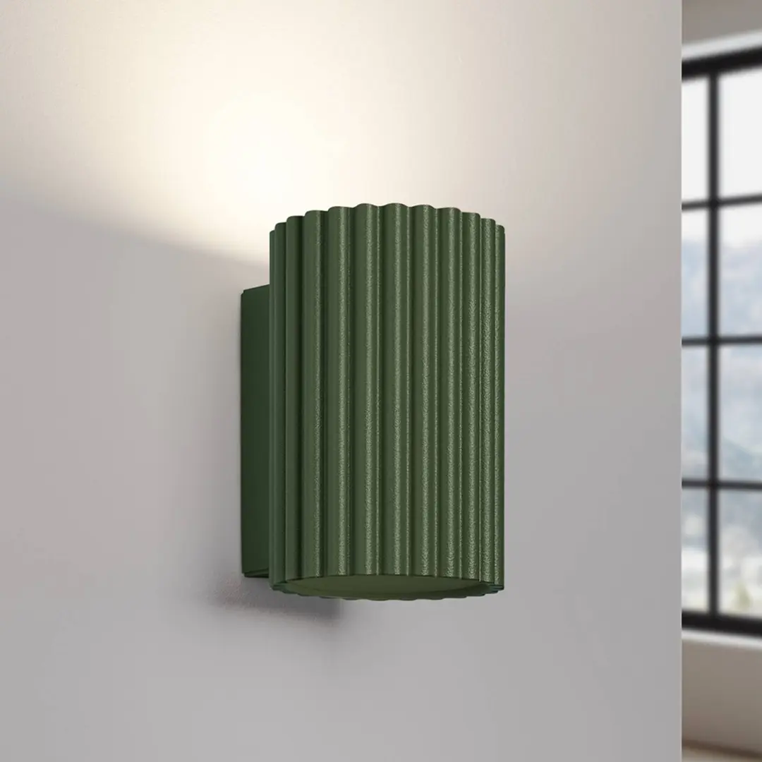 SOLLUX LIGHTING Wandleuchte ALORA, Höhe 10 cm, olivgrün, Metall, 1 x GU10