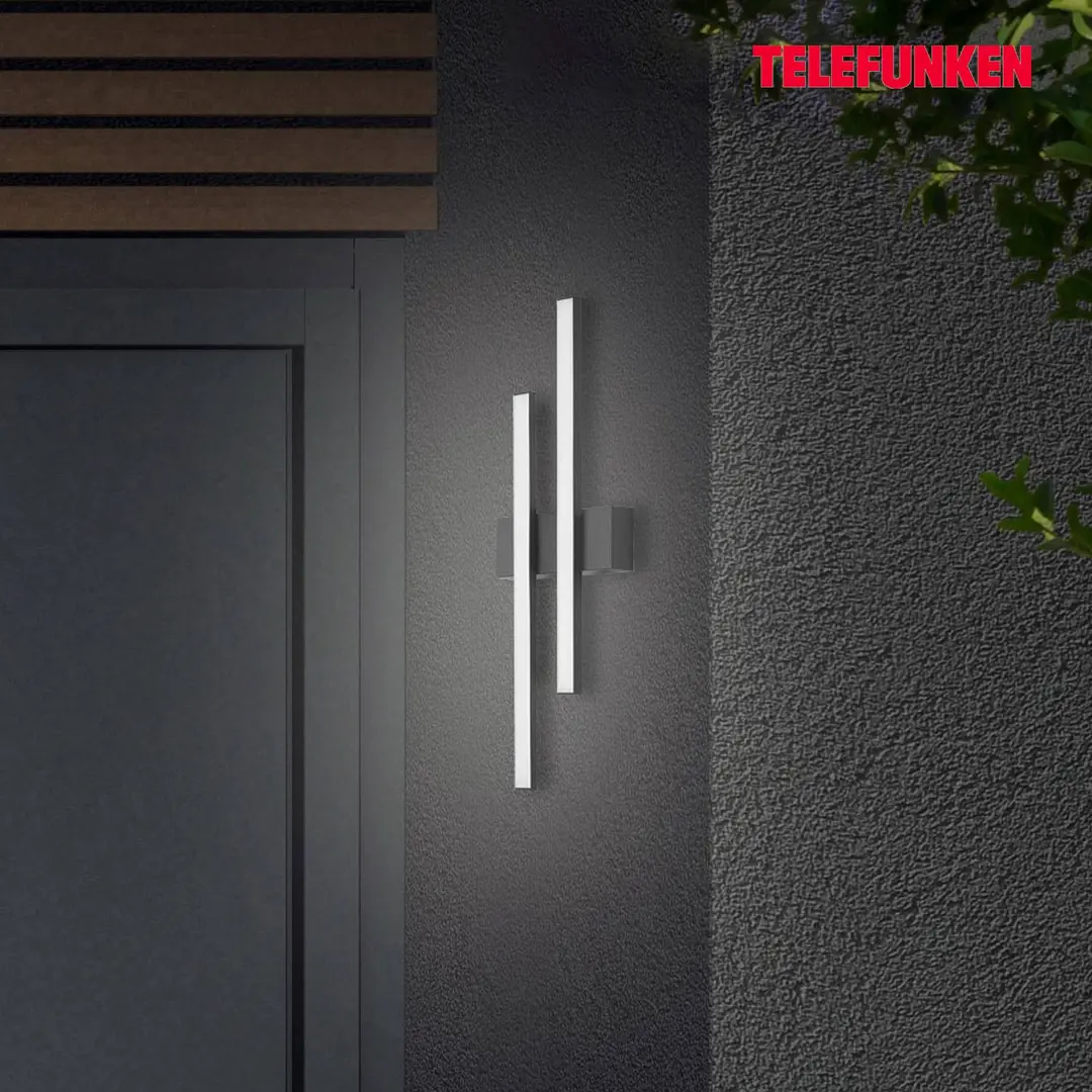 Telefunken LED-Außenwandleuchte Graz direkt 2-flammig schwarz