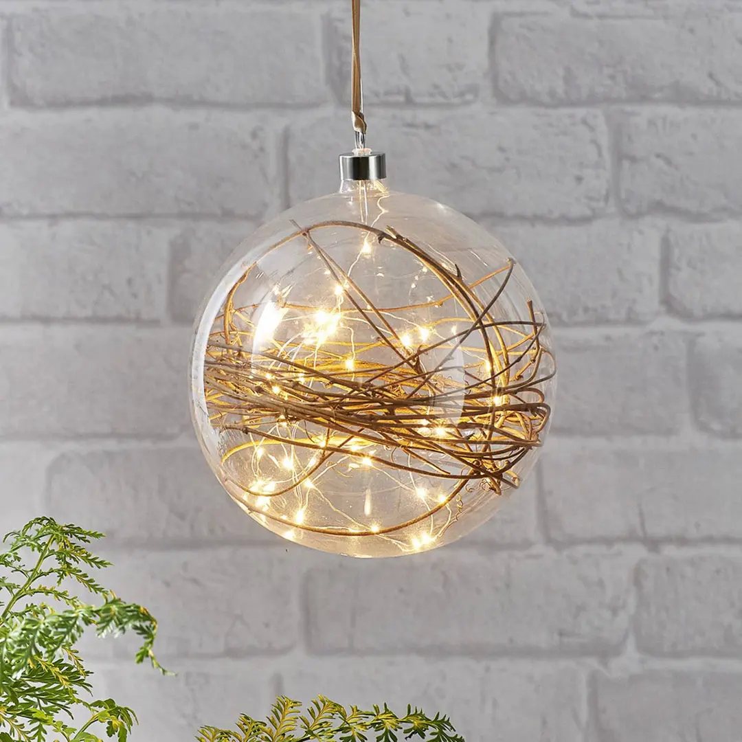 STAR TRADING LED-Dekokugel Glow klar, Rattan Ø 20 cm