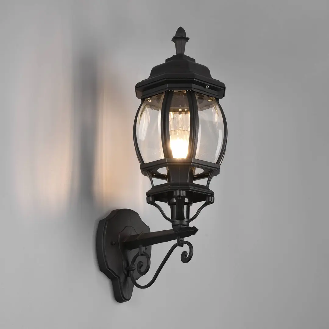 Trio Lighting Außenwandleuchte Elvo, Fassung oben, schwarz matt
