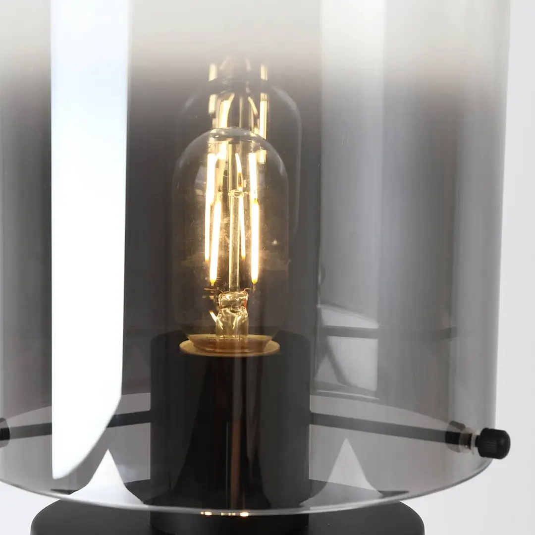 Searchlight Tischleuchte Sweden, schwarz/rauchgrau, Stahl, Glas, E27