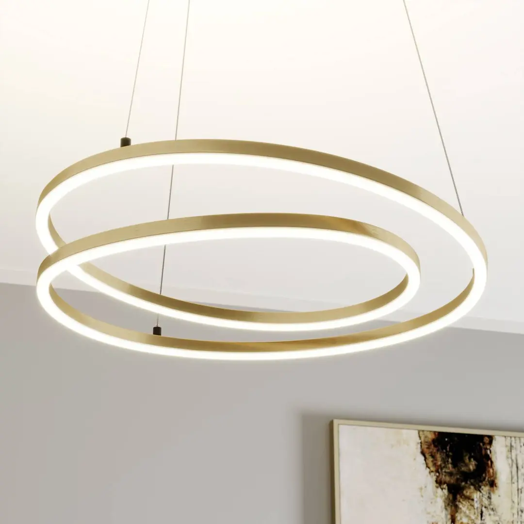 Lindby LED-Hängelampe Davian, messingfarben, 49 cm, dimmbar