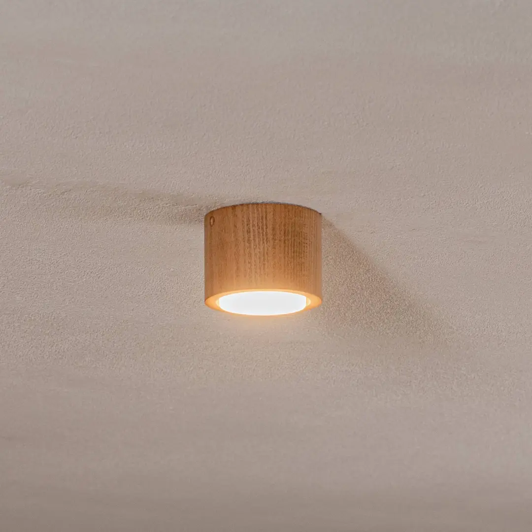 Luminex Downlight Ernest, Holz, 10 cm rund GX53