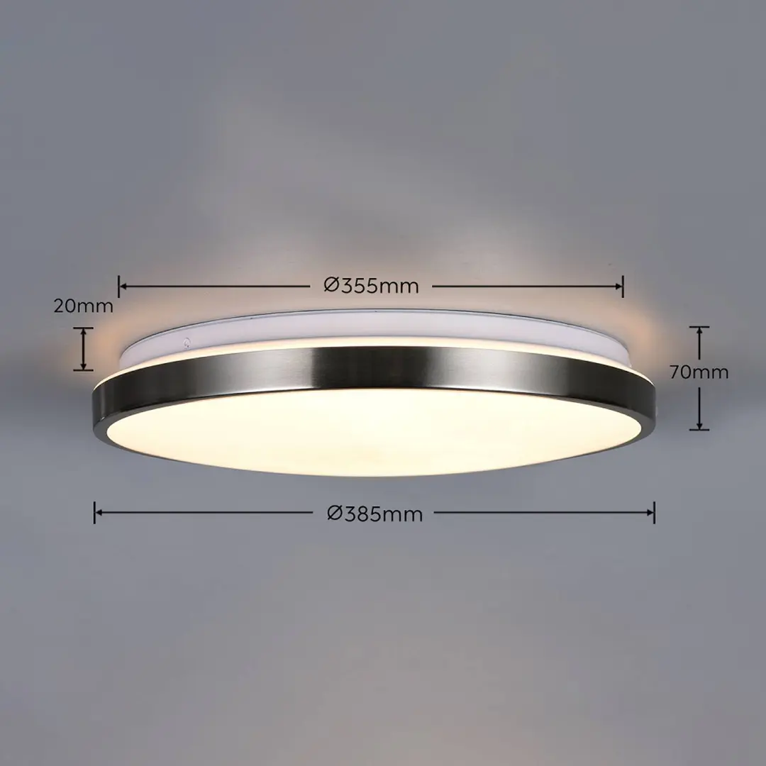 Trio Lighting LED-Deckenlampe Fena, nickel matt, Ø 38 cm, Metall, IP44