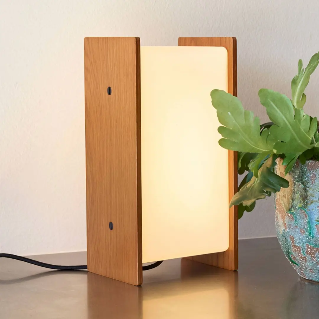 HÜBSCH LED-Tischlampe Sabi, holz/opalweiß, Höhe 25 cm