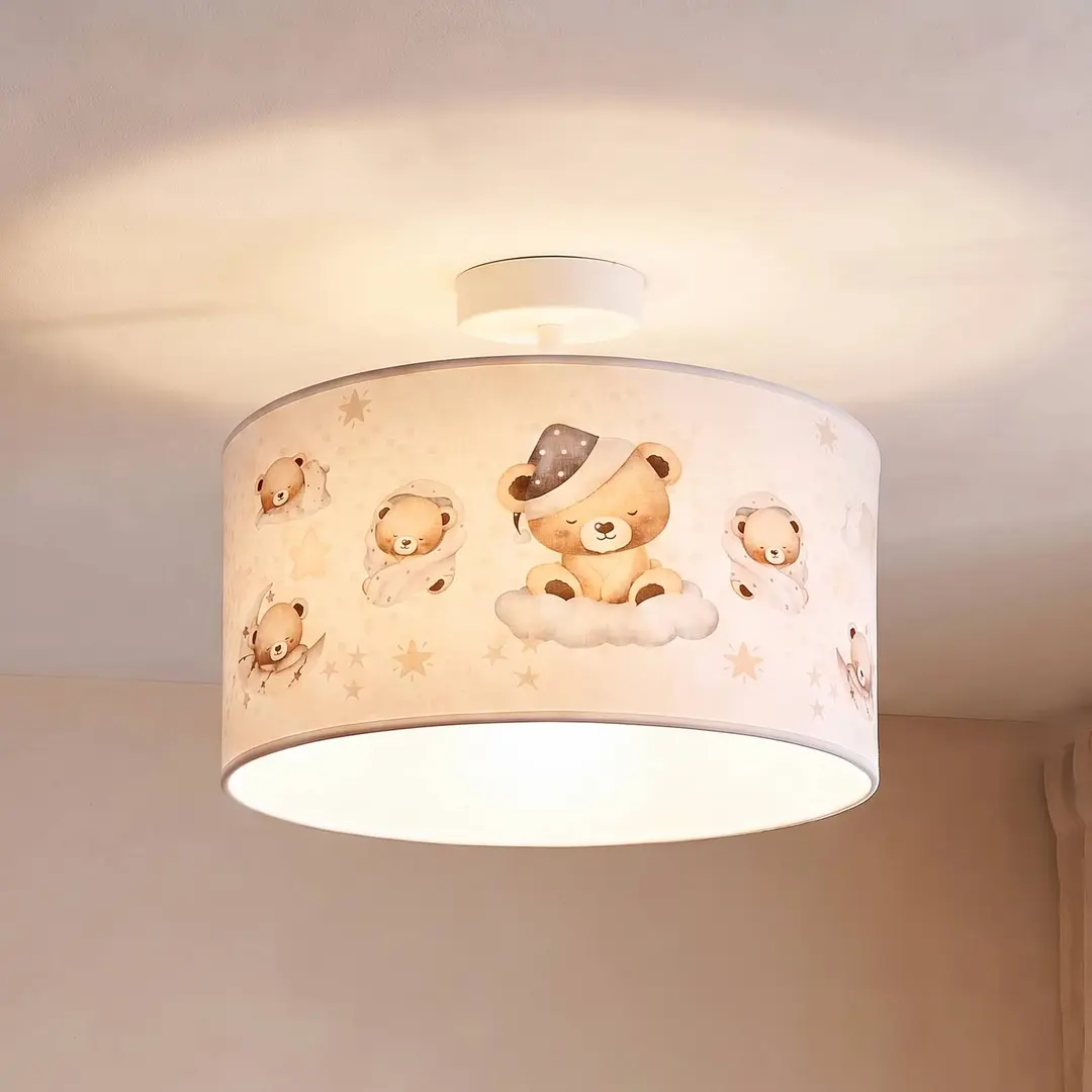 Duolla Kinder-Deckenlampe Kids Print, bunt/beige, Ø35 cm, Textil