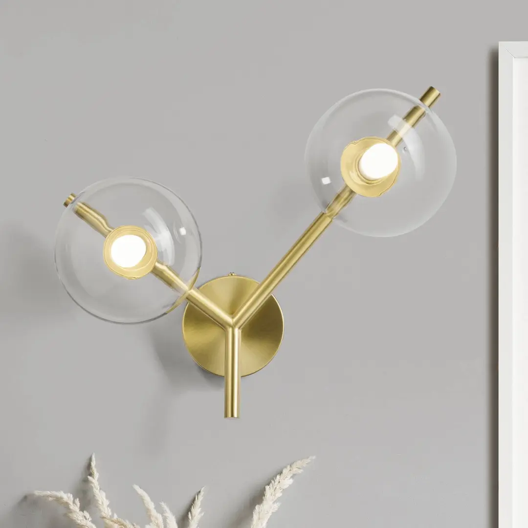 miloox by Sforzin Wandleuchte Camely, gold gebürstet/klar, 2-flammig