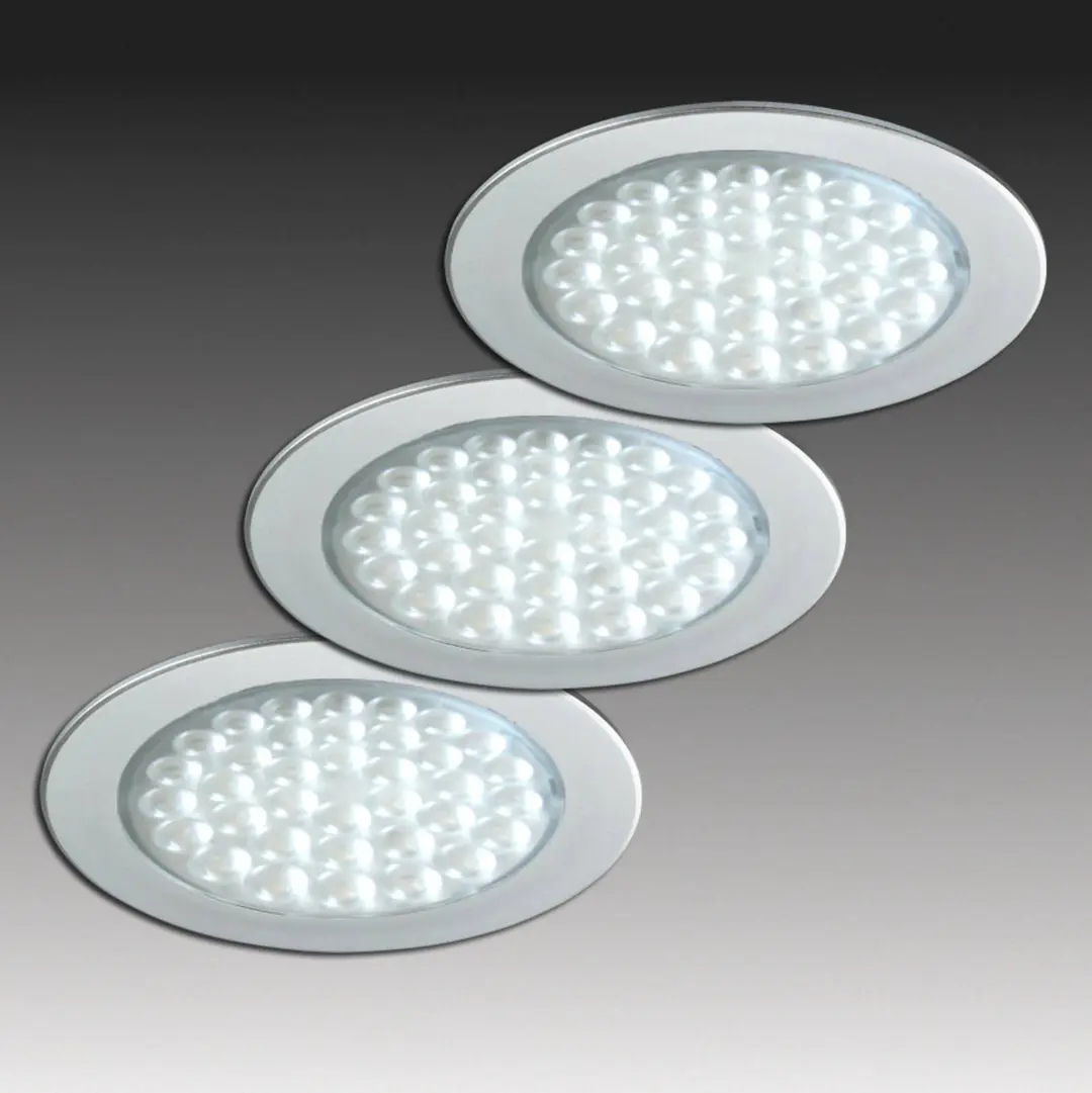 Hera R 68-LED Einbaustrahler in Edelstahloptik, 3er-Set