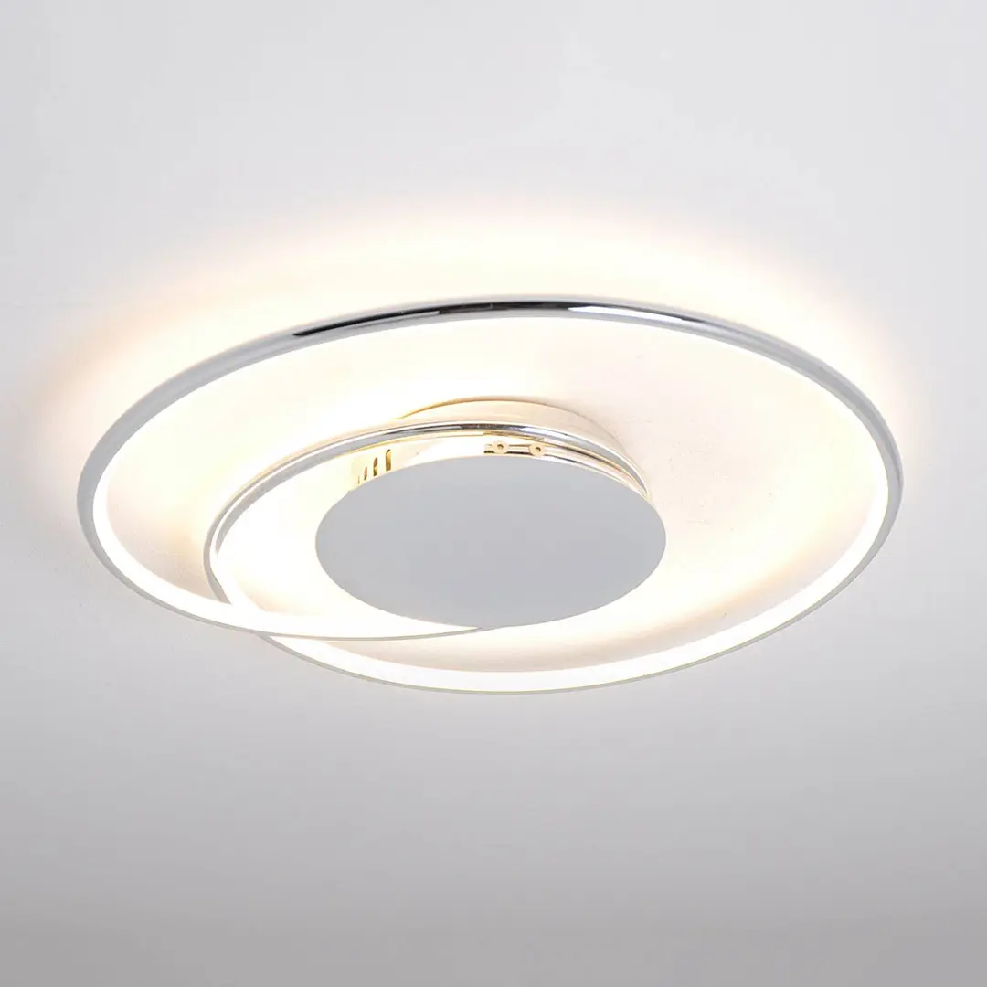 Lindby LED-Deckenlampe Joline, Ø 45 cm, chromfarben, Metall