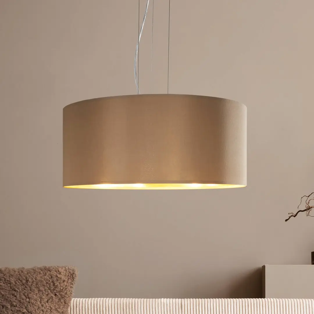 EGLO Pendelleuchte Maserlo rund, taupe-gold