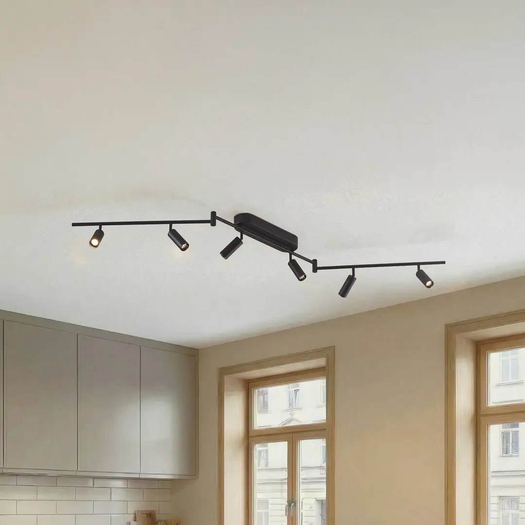 Lindby LED-Deckenleuchte Eldrin, 6-flammig, Spots, schwarz