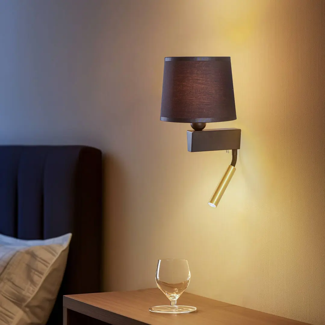 Nowodvorski Lighting Wandleuchte Chillin mit Leselicht, schwarz/gold