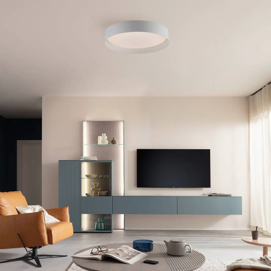 Schöner Wohnen LED-Deckenleuchte TAVOLI, weiß, Ø 39 cm, Metall, CCT, dim