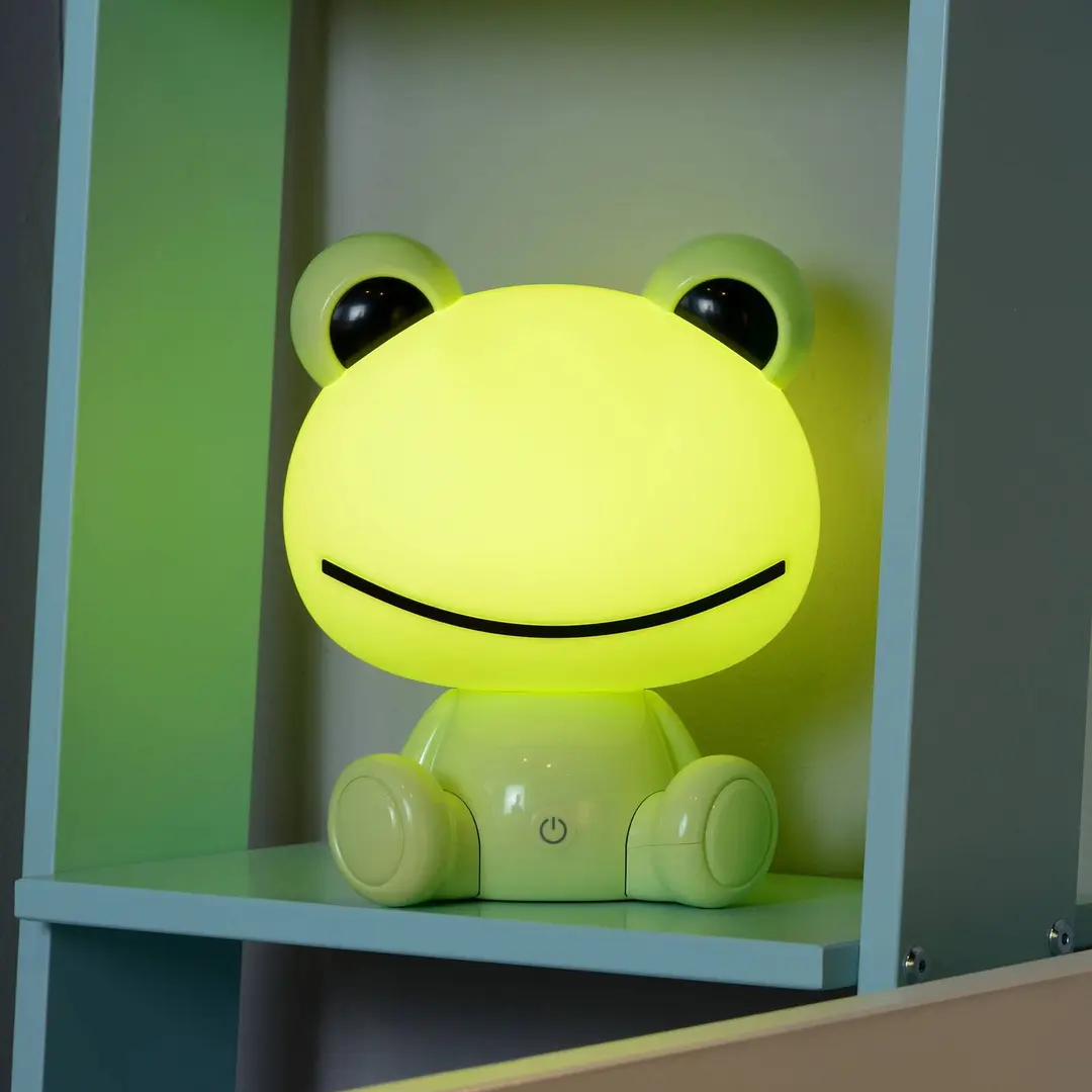 Lucide Kindertischleuchte Dodo Frosch, grün, dimmbar, ABS