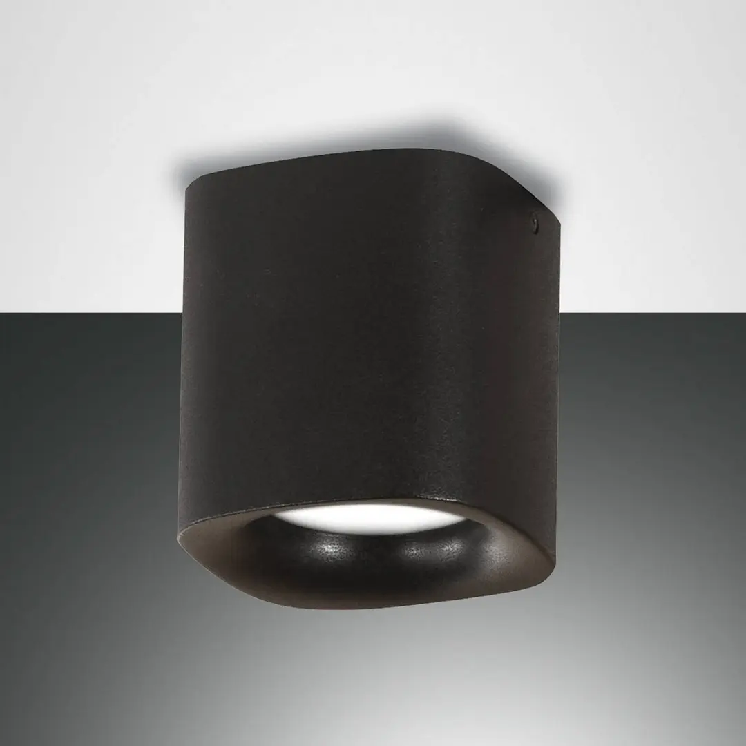 Fabas Luce Deckenleuchte Smooth, einflammig, schwarz, IP44