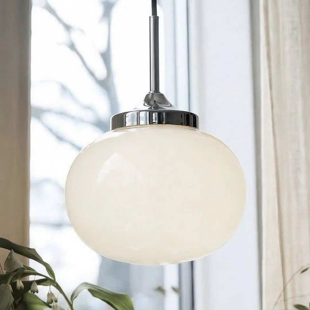 PR Home Pendelleuchte Elsy, weiß/chrom, Ø 18 cm, Glas, Stecker