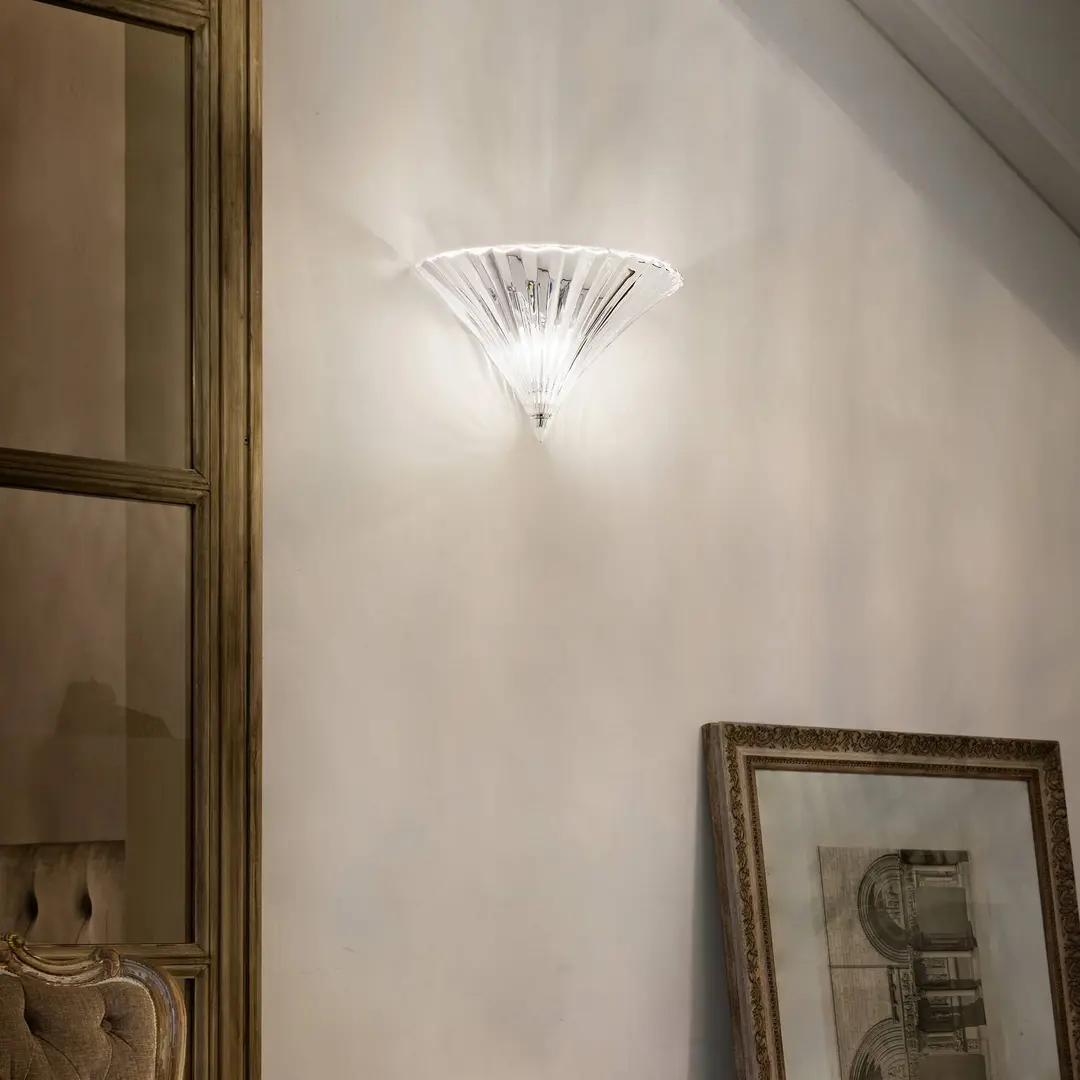 Ideal Lux Wandlampe Santa, Breite 39 cm, transparent, Glas