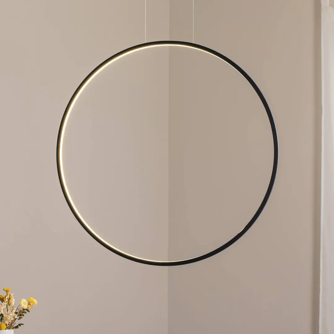 Milagro Lighting LED-Hängeleuchte Saturno vertikal, schwarz, Ø 80 cm, Metall