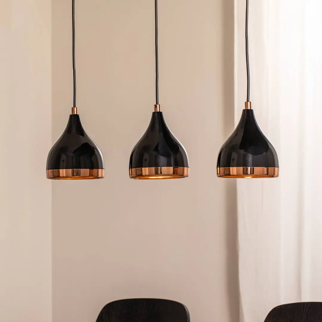 Opviq Hängeleuchte Yildo, Länge 65 cm, schwarz/kupfer, Metall