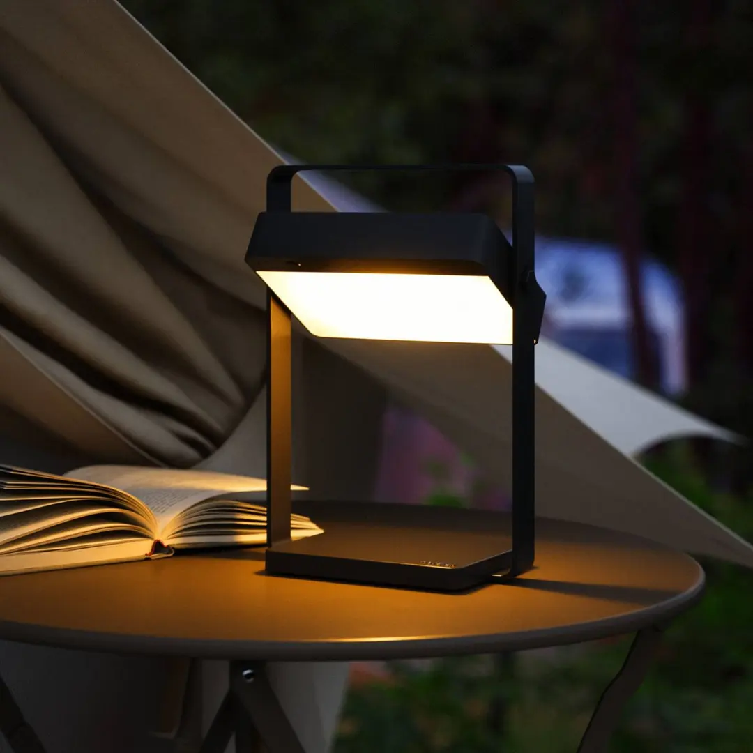 Nordlux LED-Solar-Tischleuchte Saulio, schwarz, IP44, Alu, USB, Akku
