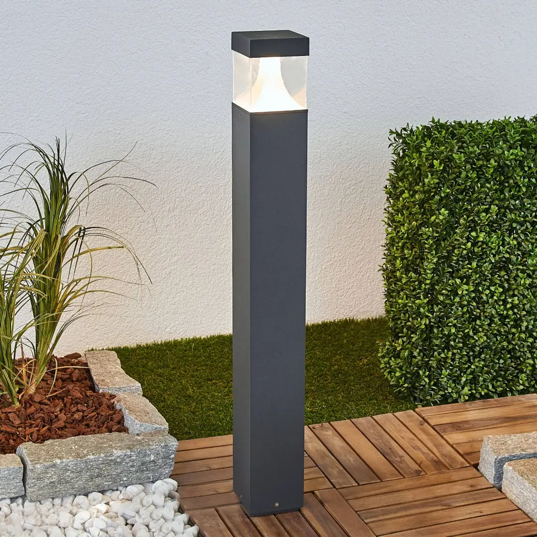 Lucande LED-Wegeleuchte Egon, Höhe 90 cm, grafitgrau, IP54