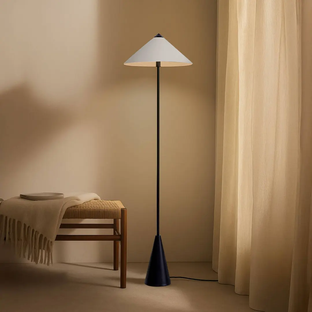 Lindby Stehleuchte Norvik, Höhe 150 cm, schwarz/grau, Metall