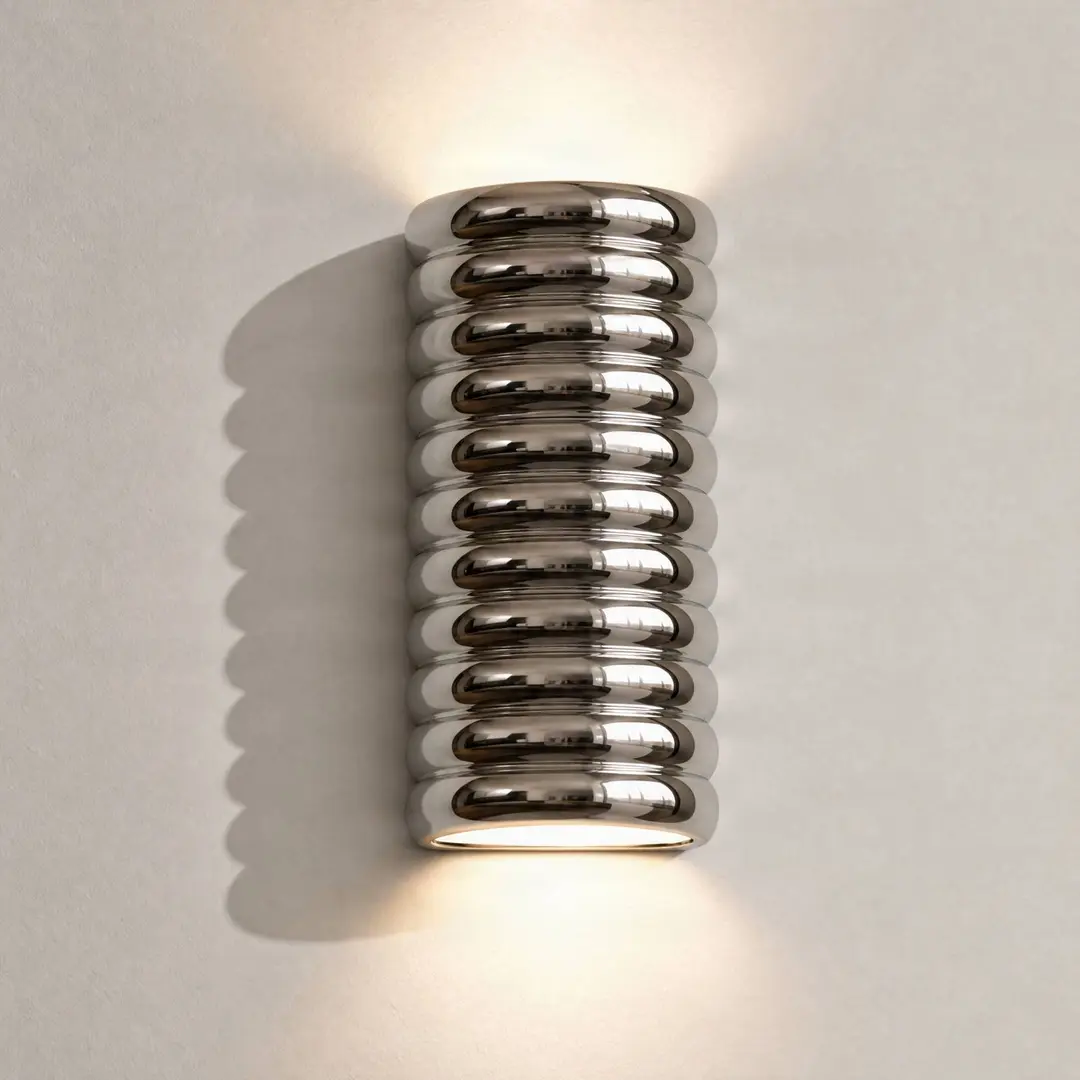 Lucande LED-Wandleuchte Riff, silber, Keramik, Höhe 25 cm