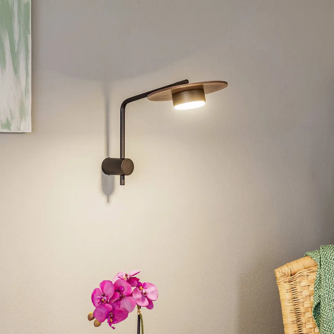 Nowodvorski Lighting Wandleuchte Disk mit Holzelement
